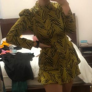 Yellow/gold and black mini tiger pattern dress